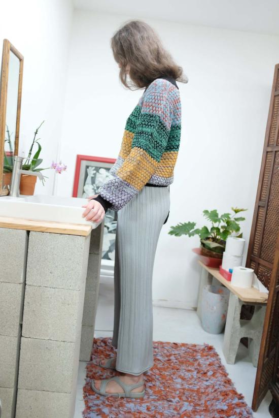  베클리나 스트레이트 팬츠 메리노 플리츠 팬츠 그레이 - BEKLINA