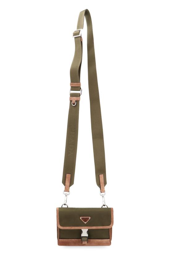25FW 프라다 삼각로고 리나일론 스웨이드 폰 홀더 크로스백 2ZH1082HJH F041O GREEN - PRADA