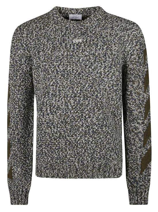 25FW 오프화이트 다이애그널 애로우 물라인 니트 OMHE20HF25KNI001 GREY