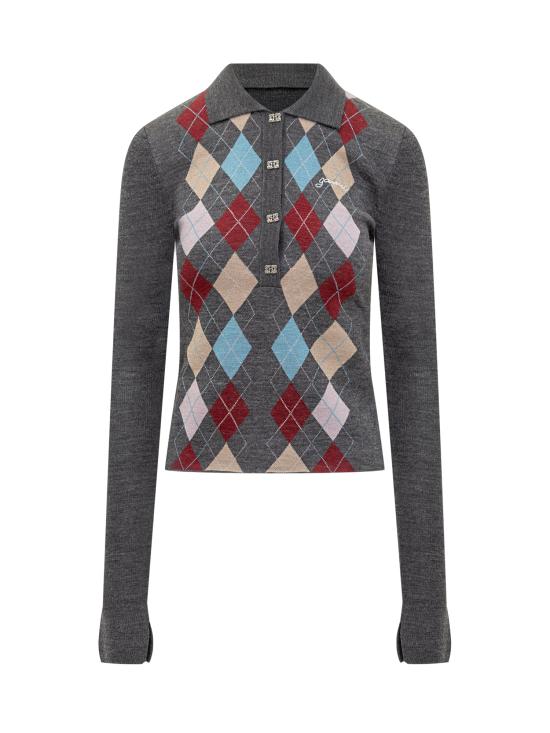 25FW 가니 아가일 니트 폴로 가디건 K2601920 PALOMA DOM