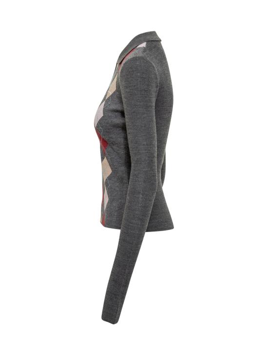 25FW 가니 아가일 니트 폴로 가디건 K2601920 PALOMA DOM - GANNI