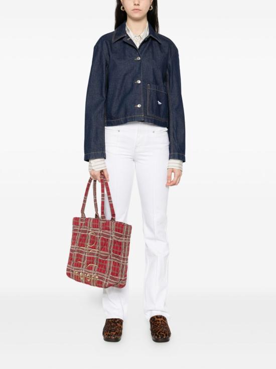 25FW 메종키츠네 데님 크롭 데님 자켓 PW02142 WW0081P470 Blue - MAISON KITSUNE