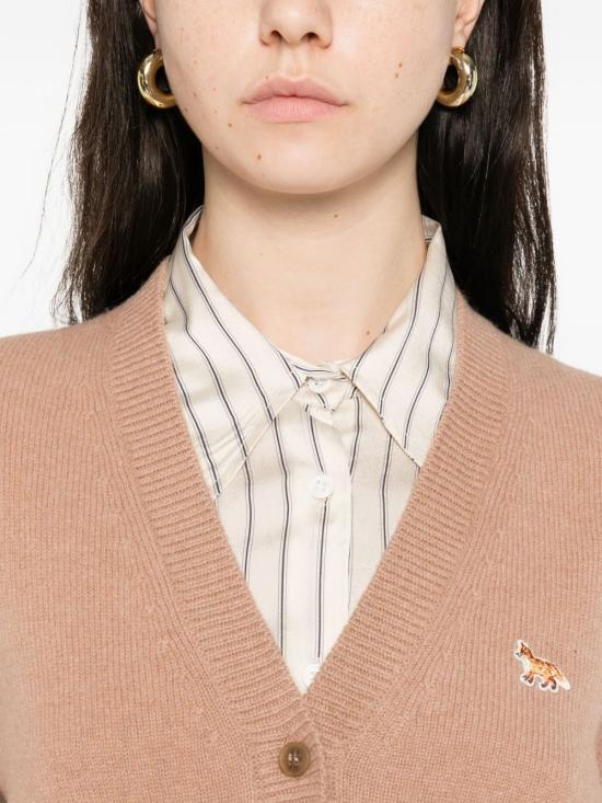 25FW 메종키츠네 베이비 폭스 램스울 박시 가디건 PW00501 KT10060054 Camel - MAISON KITSUNE