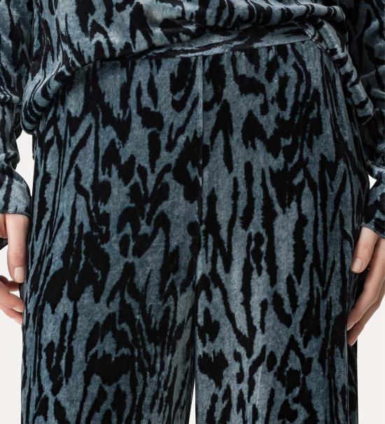  포르테포르테 스트레이트 팬츠 포르테 포르테 무아레 프린트 벨벳 팬츠 스톤 - FORTE FORTE