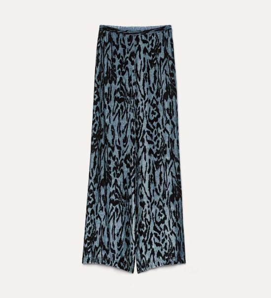  포르테포르테 스트레이트 팬츠 포르테 포르테 무아레 프린트 벨벳 팬츠 스톤 - FORTE FORTE