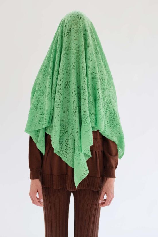  베클리나 머플러/스카프 메리노 니트 레이스 스카프 - BEKLINA