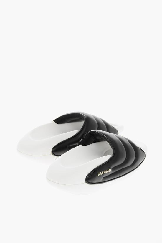  발망 뮬/슬리퍼 XM0VL299LPQPEAB Black White - BALMAIN