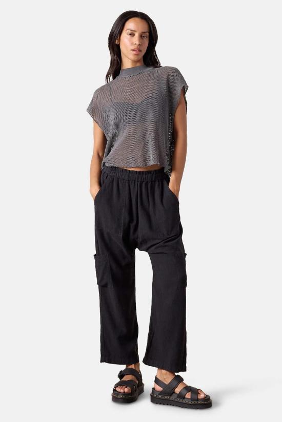  NSF 크롭 팬츠 셰일리 페이퍼백 허리 리넨 비스코스 팬츠 - OTHER BRANDS