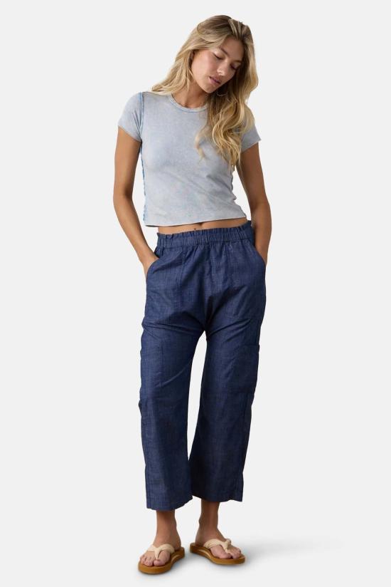  엔 에스 에프 크롭 팬츠 NSF 셰일리 페이퍼백 허리 바지 - NSF