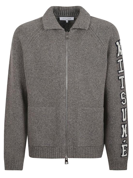 25FW 메종키츠네 컬리지 니트 울 자켓 PM02112KT1150 H131 GREY MELANGE