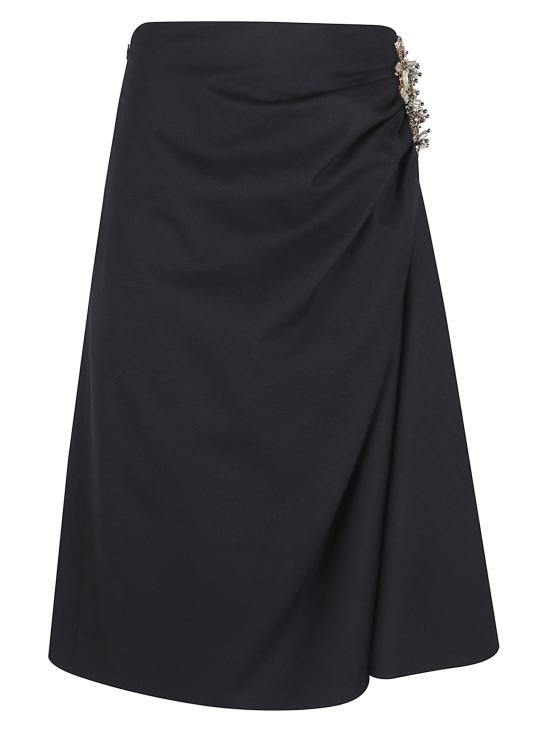 25FW 드리스 반 노튼 미디 스커트 010880 2193 509 NAVY