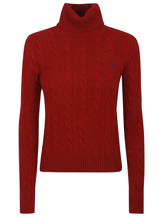 25FW 폴로 랄프로렌 울 캐시미어 케이블 니트 터틀넥 211888686 023 600 RED