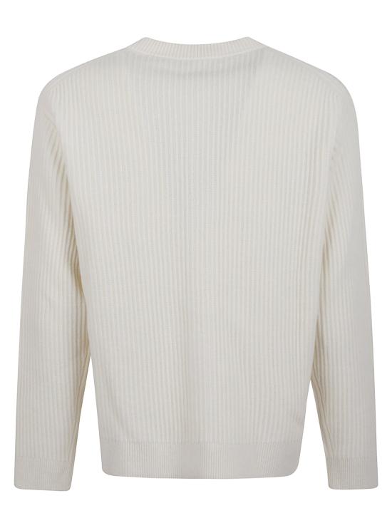 25FW 메종키츠네 폭스 헤드 울 립드 가디건 PM00508KT1149 P700 ECRU - MAISON KITSUNE