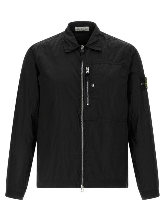 25FW 스톤 아일랜드 나일론 메탈 인 에코닐 리제너레이티드 나일론 가먼트 다이드 오버셔츠 K2S151200031S0019V0029 BLACK DOM