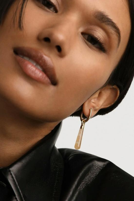  피디파올라 이어링 Pdpaola 옐로우 아벤츄린 라지 주피터 싱글 후프 골드 - PD PAOLA