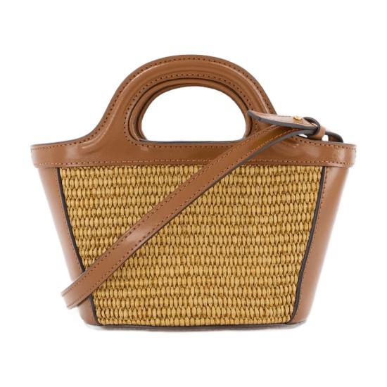 26SS 마르니 레더 & 라피아 트로피컬리아 마이크로백 BMMP0067Q0 P3860 00M50 brown - MARNI