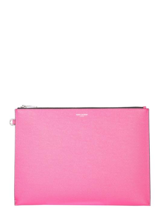  생로랑 그랑 드 뿌드르 엠보스 레더 파리 지퍼 태블릿 홀더 683865 BTY9N5574 Pink - SAINT LAURENT