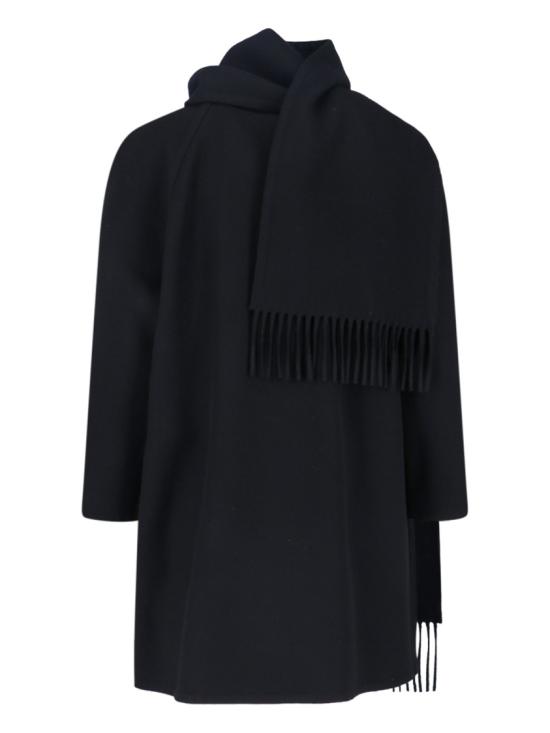 25FW 발렌시아가 프린지 디테일 코트 850604 TTU131000 Black - BALENCIAGA