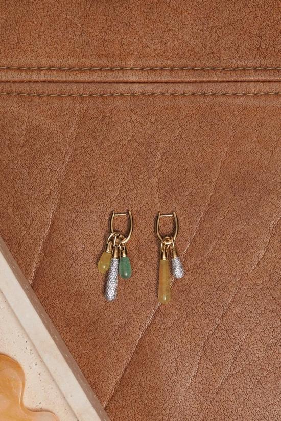  피디파올라 이어링 Pdpaola 옐로우 아벤츄린 라지 주피터 싱글 후프 골드 - PD PAOLA