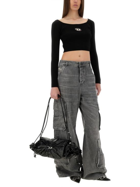 25FW 디젤 M 베라 립 니트 롱슬리브 오프 더 숄더 탑 A14189 0DLAX9XX Black - DIESEL