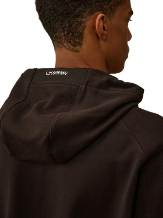 25FW 씨피 컴퍼니 다이애그널 레이즈드 플리스 렌즈 레귤러 핏 후드 티셔츠 RCCMSS714A005086W999 Black - C.P. COMPANY