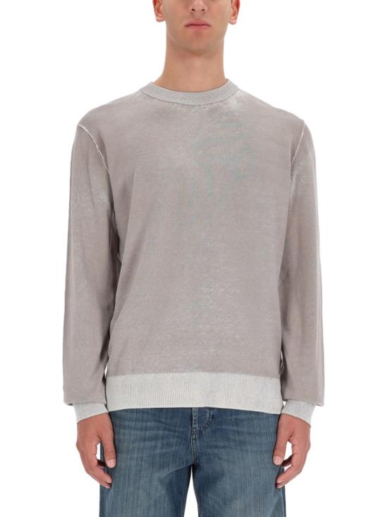 25FW 디젤 리버스 프린트 코튼 스웨터 A11187 0BEAR91L Grey