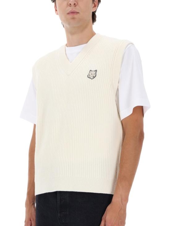 25FW 메종키츠네 폭스 헤드 울 립드 베스트 PM00810KT1149 P700 Neutrals - MAISON KITSUNE