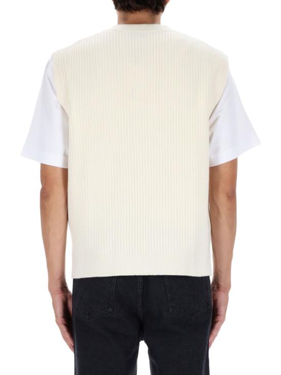 25FW 메종키츠네 폭스 헤드 울 립드 베스트 PM00810KT1149 P700 Neutrals - MAISON KITSUNE