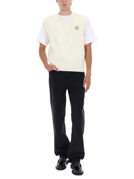 25FW 메종키츠네 폭스 헤드 울 립드 베스트 PM00810KT1149 P700 Neutrals - MAISON KITSUNE