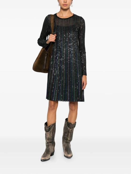 25FW 미소니 미디 원피스 DS25WG2BBK01CL MULTIBLK GREEN BLUET - MISSONI