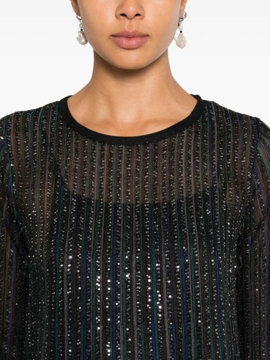 25FW 미소니 미디 원피스 DS25WG2BBK01CL MULTIBLK GREEN BLUET - MISSONI