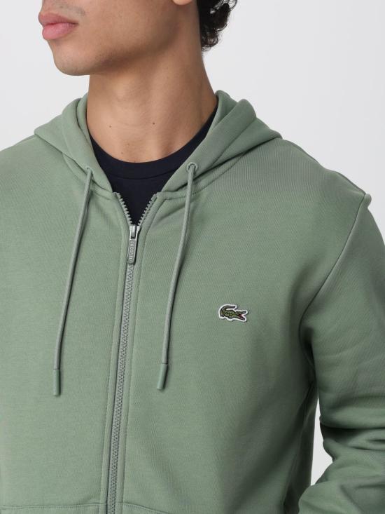 25FW 라코스테 캥거루 포켓 플리스 후드 집업 SH9626 S86 Sage - LACOSTE