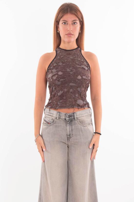 25FW 디젤 민소매 티셔츠 A18523 0IKCK 7FG Brown