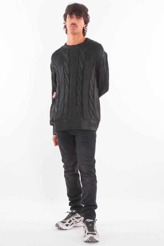 25FW 디젤 K-MICHIU 샤이니 케이블 니트 스웨터  A19187 0NKCP 9XX Black - DIESEL