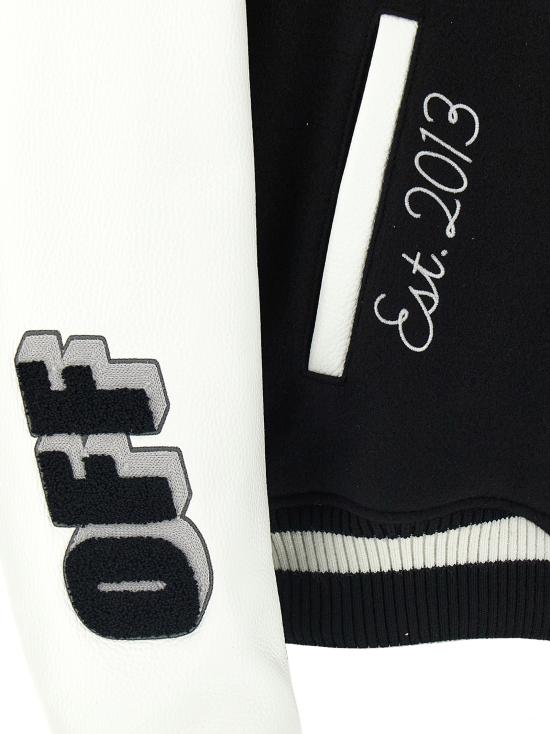 25FW 오프화이트 봄버 자켓 OMJA122C99LEA00510101010 White Black - OFF WHITE