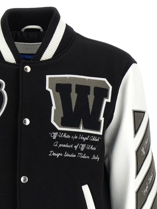 25FW 오프화이트 봄버 자켓 OMJA122C99LEA00510101010 White Black - OFF WHITE