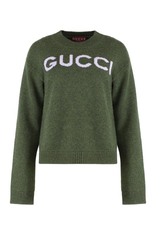 25FW 구찌 인타르시아 울 탑 스웨터 770072XKEBC3035 GREEN DOM