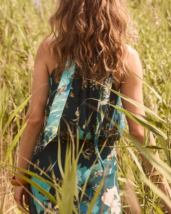  피그 블라우스 이벳 탑 블루밍 플로럴 피콕 블루 - FIGUE