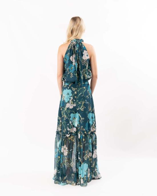  피그 블라우스 이벳 탑 블루밍 플로럴 피콕 블루 - FIGUE