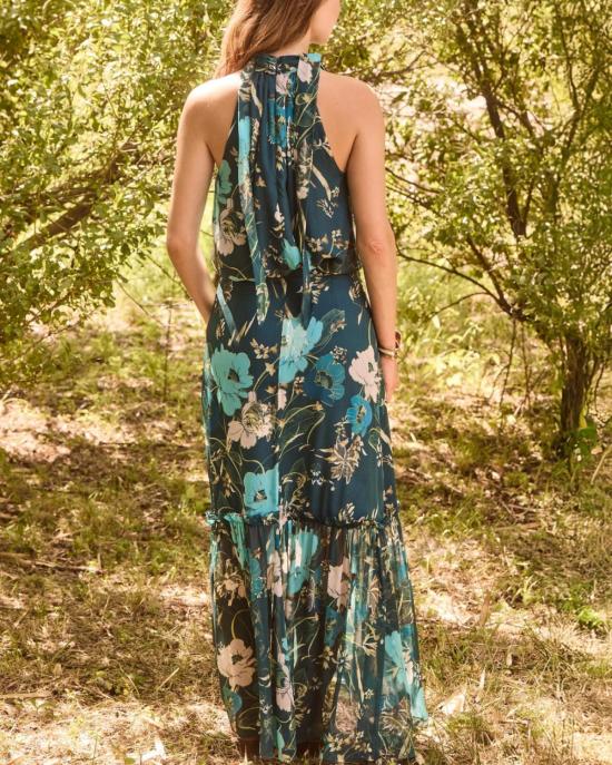  피그 블라우스 이벳 탑 블루밍 플로럴 피콕 블루 - FIGUE