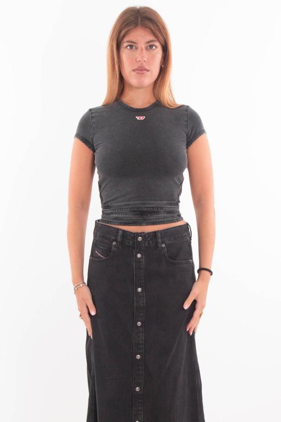 25FW 디젤 T 버니 테일 R1 데님룩 티셔츠 랩 타이즈  A19520 0KIBY 02A Black