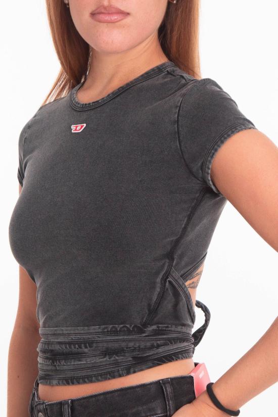 25FW 디젤 T 버니 테일 R1 데님룩 티셔츠 랩 타이즈  A19520 0KIBY 02A Black - DIESEL