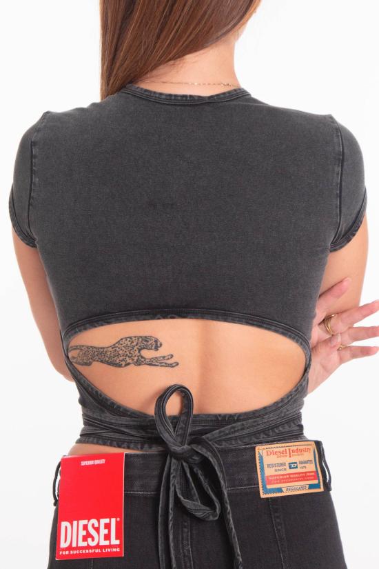 25FW 디젤 T 버니 테일 R1 데님룩 티셔츠 랩 타이즈  A19520 0KIBY 02A Black - DIESEL