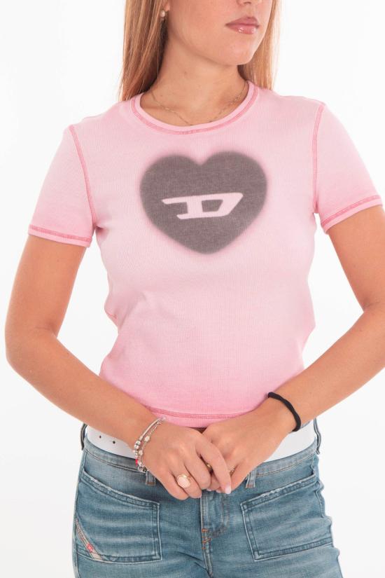 25FW 디젤 반팔 티셔츠 A12836 0SQAD 35U Pink - DIESEL