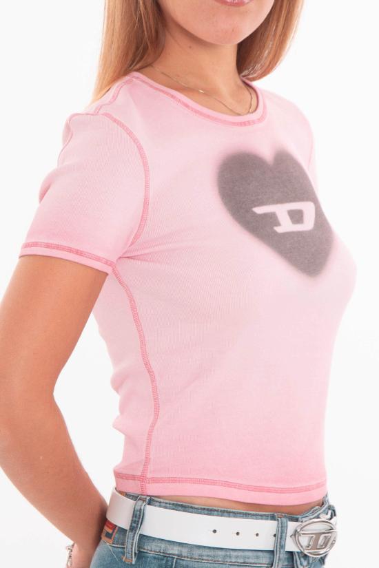 25FW 디젤 반팔 티셔츠 A12836 0SQAD 35U Pink - DIESEL