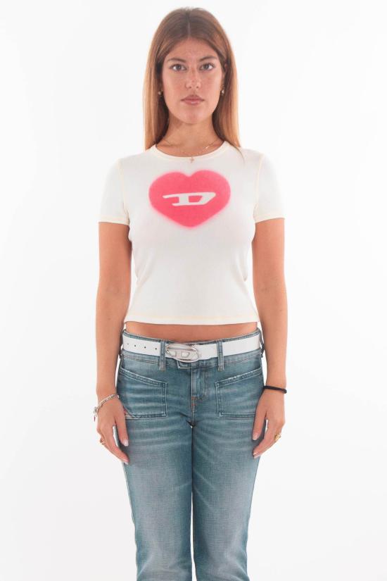 25FW 디젤 반팔 티셔츠 A12836 0SQAD 1AM White