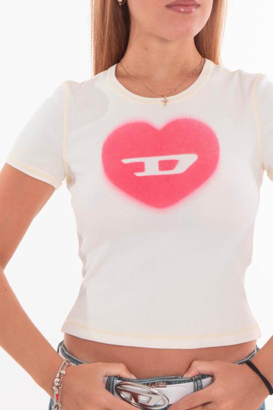 25FW 디젤 반팔 티셔츠 A12836 0SQAD 1AM White - DIESEL