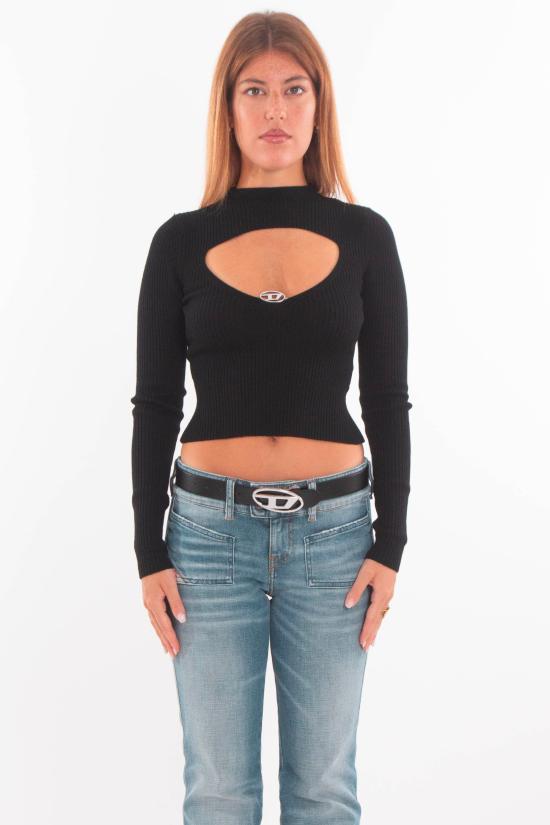 25FW 디젤 M-올리나 립드 울 점퍼 A18904 0PLBF 9XX Black