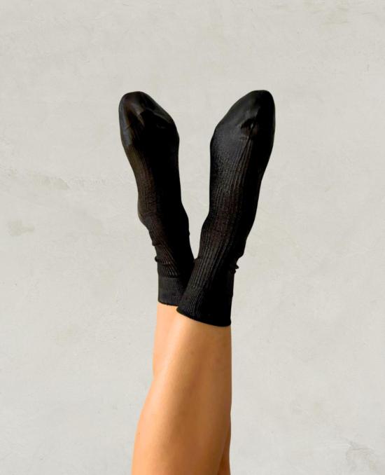  마리아 라 로사 양말 블랙 메탈릭 실크  블랙 포일 - MARIA LA ROSA