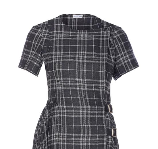 25FW 버버리 체크 울 블랜드킬트 미디 드레스 8116016C3840 GREY - BURBERRY